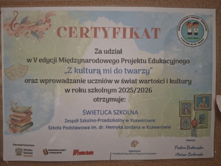 Ukończenie Międzynarodowego Projektu Edukacyjnego „Z kulturą mi do twarzy”